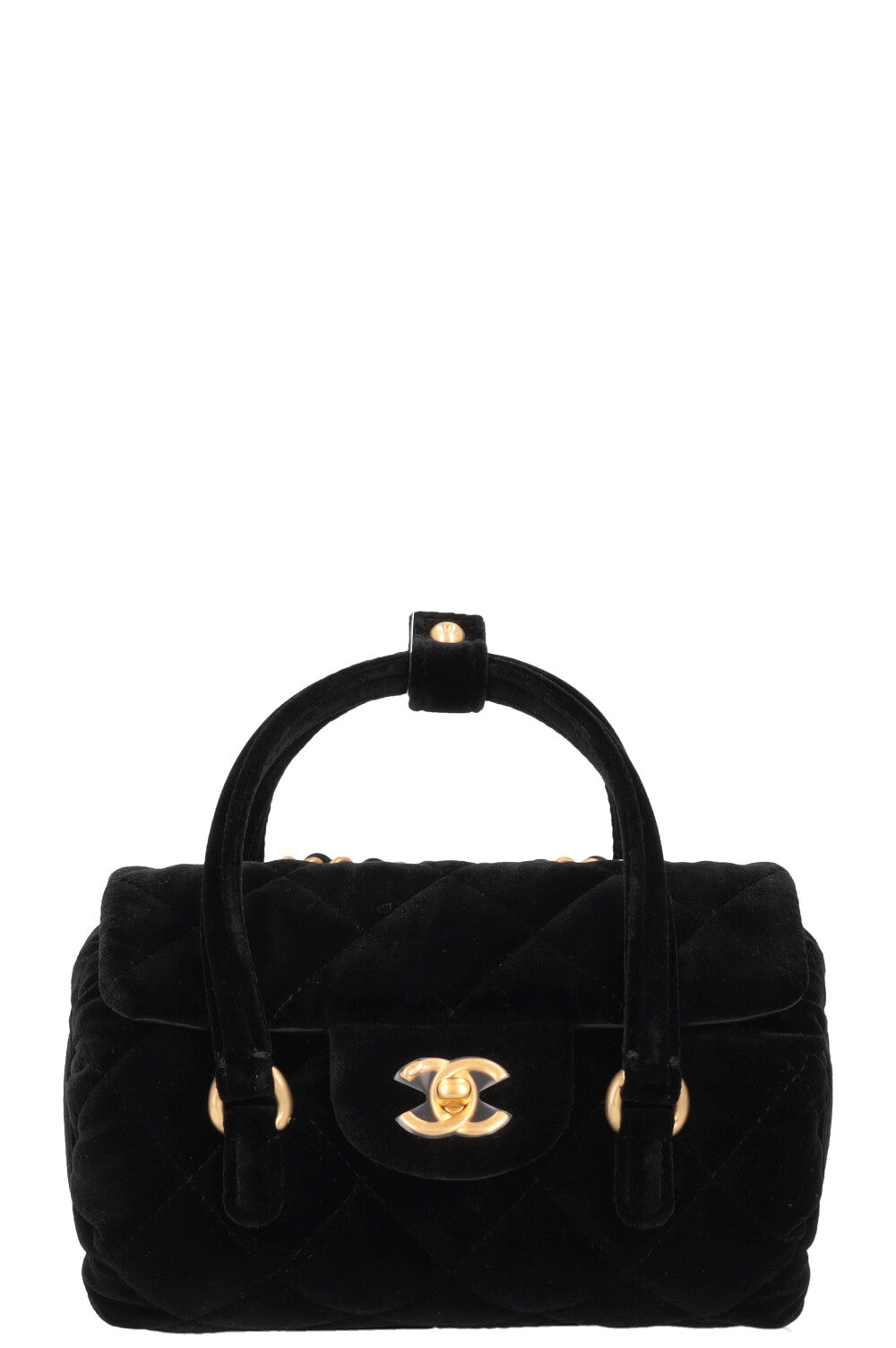 CHANEL Micro Bowling Bag Velvet Black