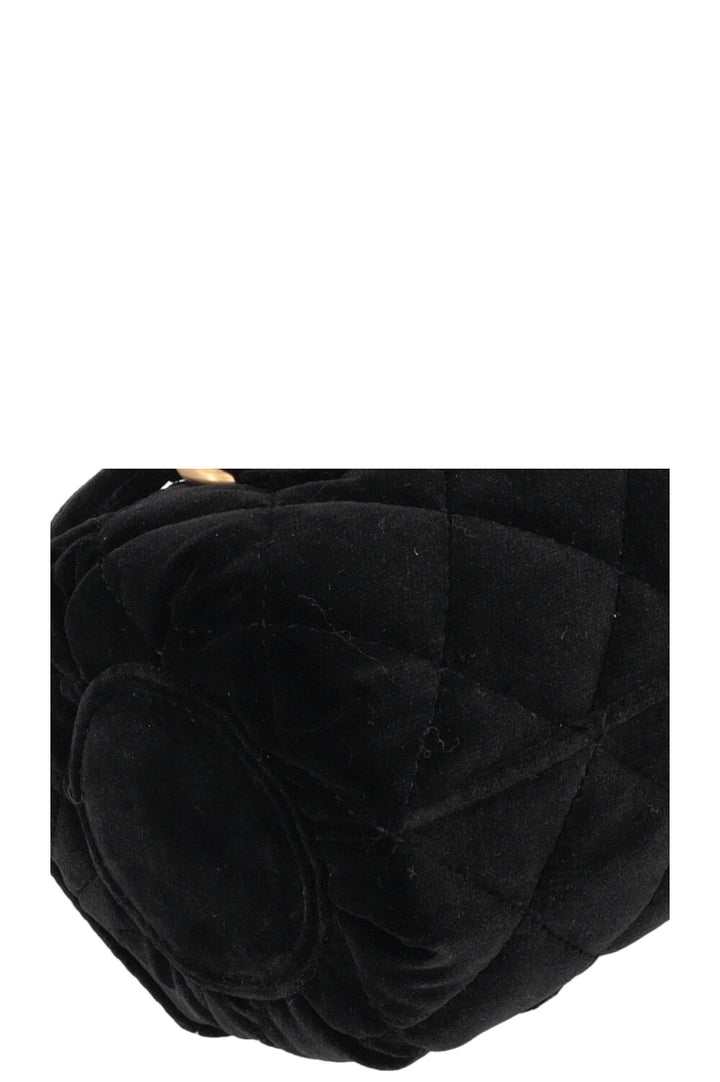 CHANEL Micro Bowling Bag Velvet Black