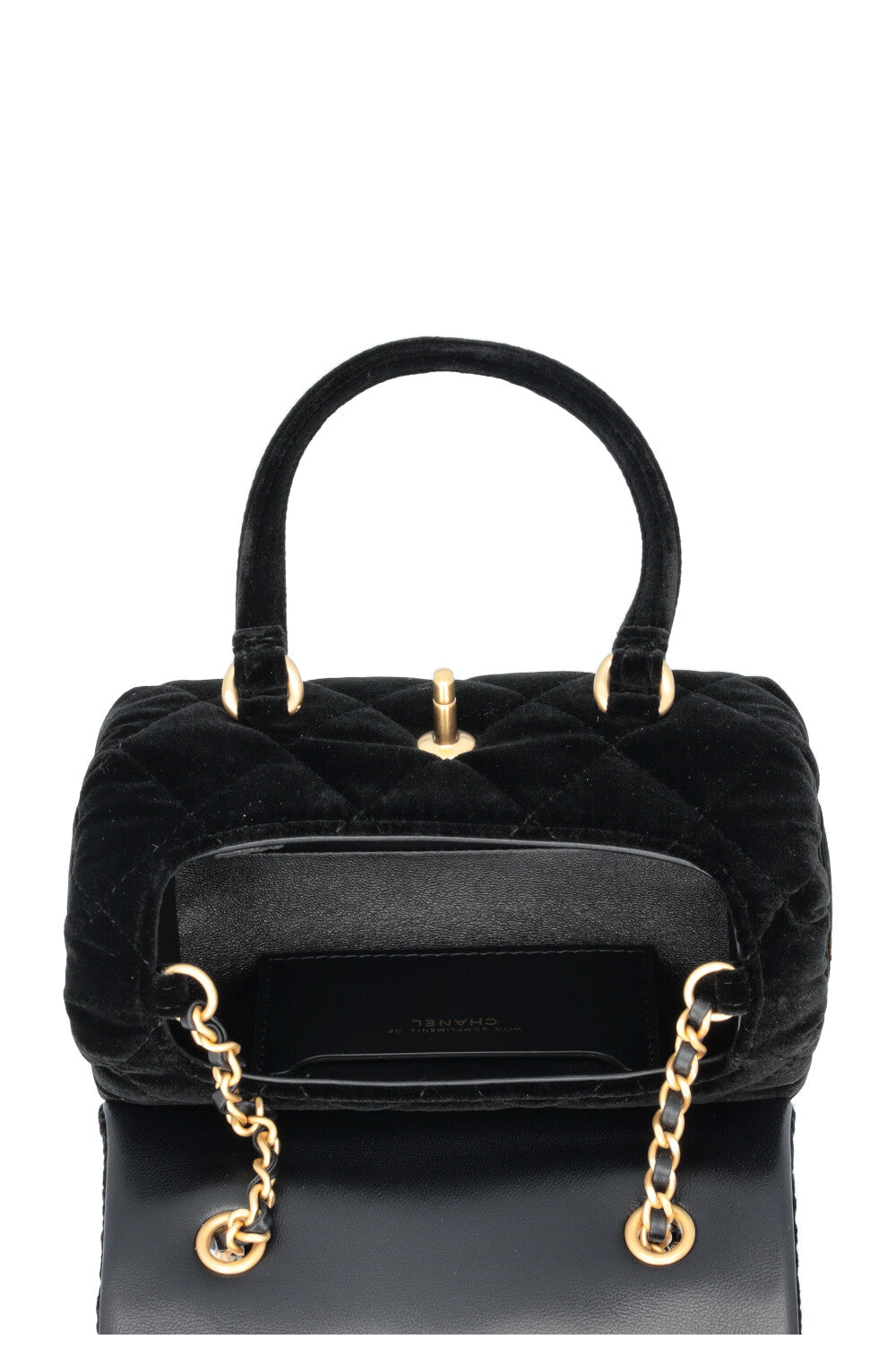 CHANEL Micro Bowling Bag Velvet Black