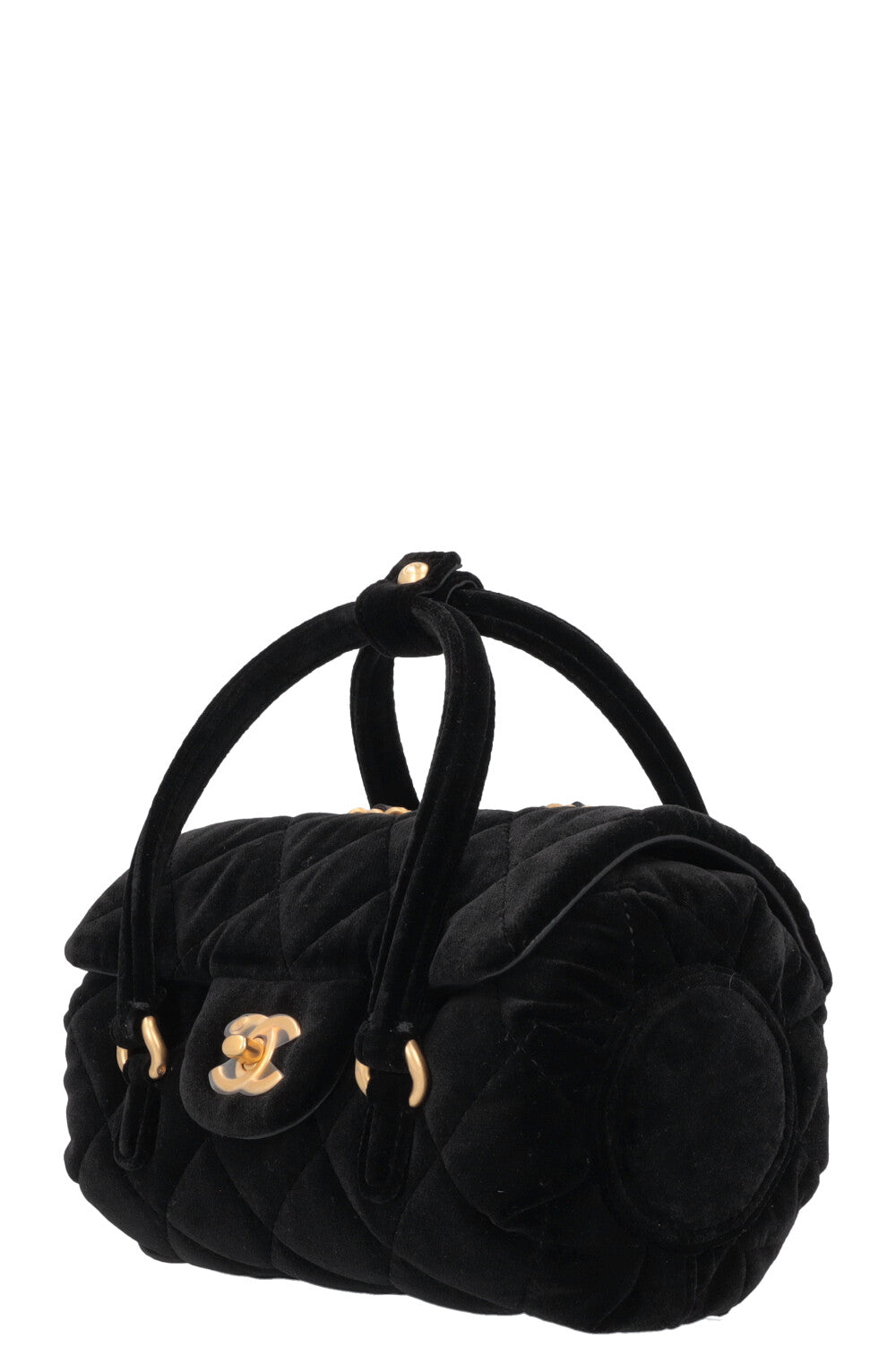 CHANEL Micro Bowling Bag Velvet Black