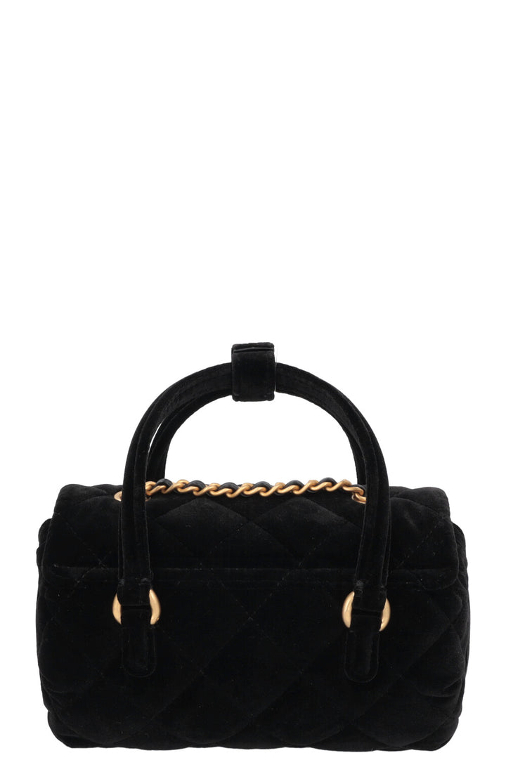 CHANEL Micro Bowling Bag Velvet Black