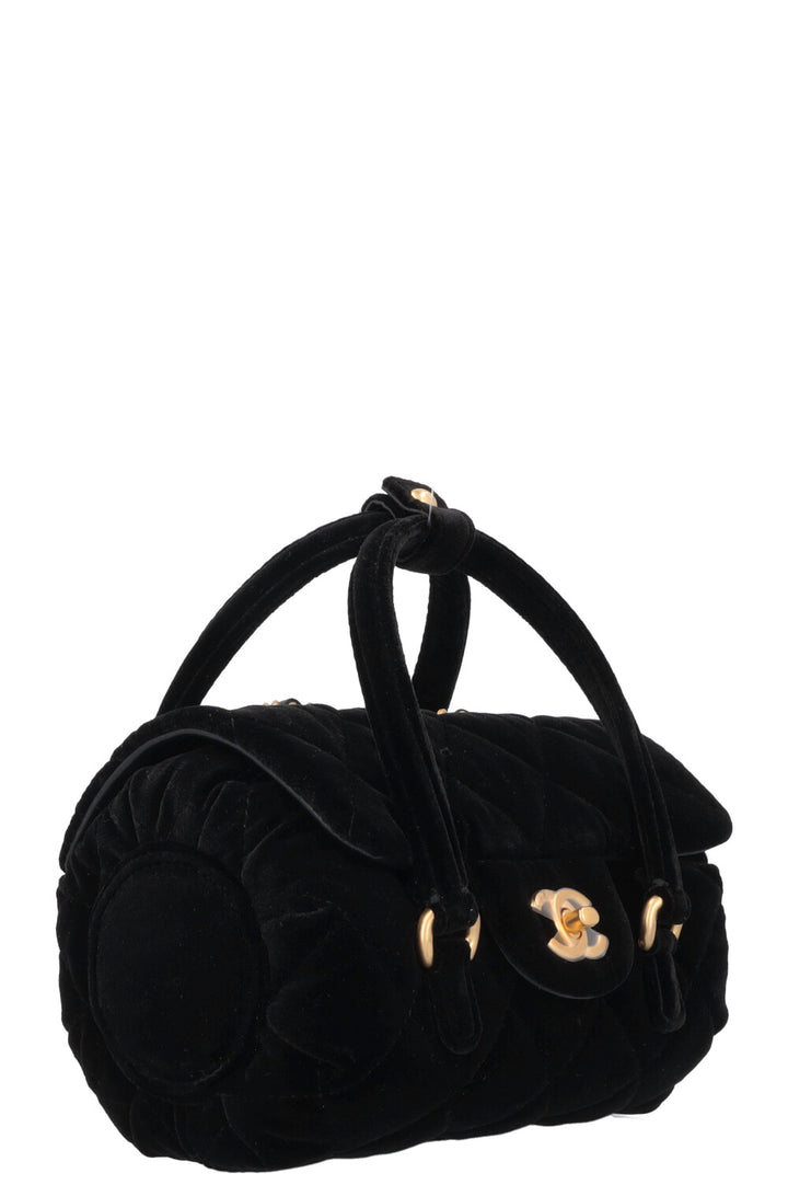 CHANEL Micro Bowling Bag Velvet Black