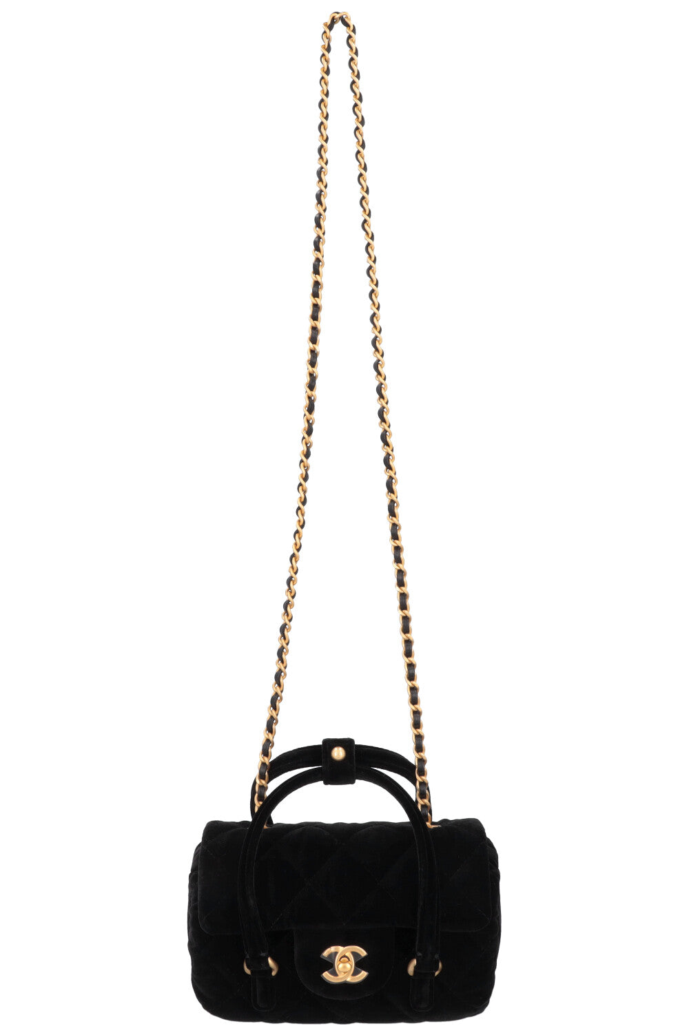 CHANEL Micro Bowling Bag Velvet Black