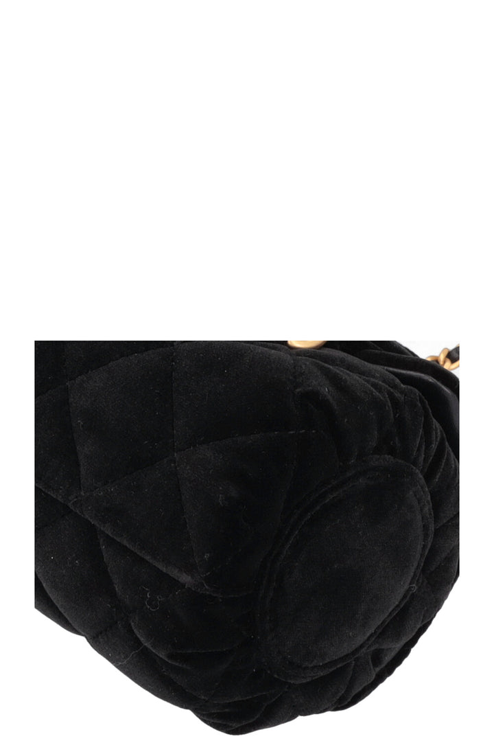 CHANEL Micro Bowling Bag Velvet Black