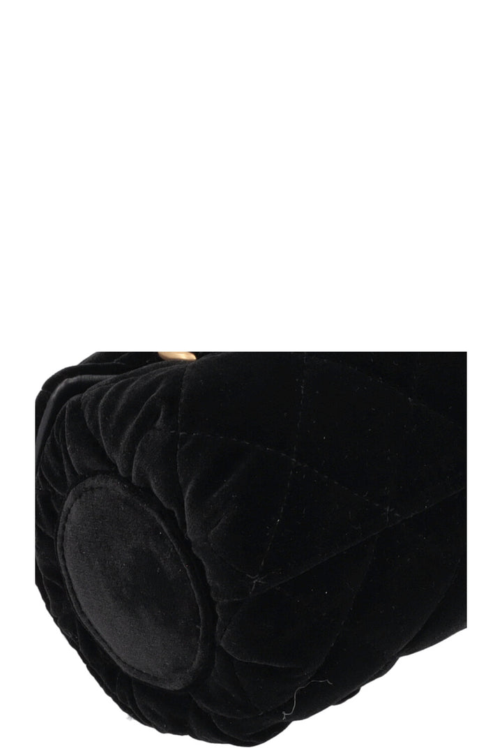 CHANEL Micro Bowling Bag Velvet Black