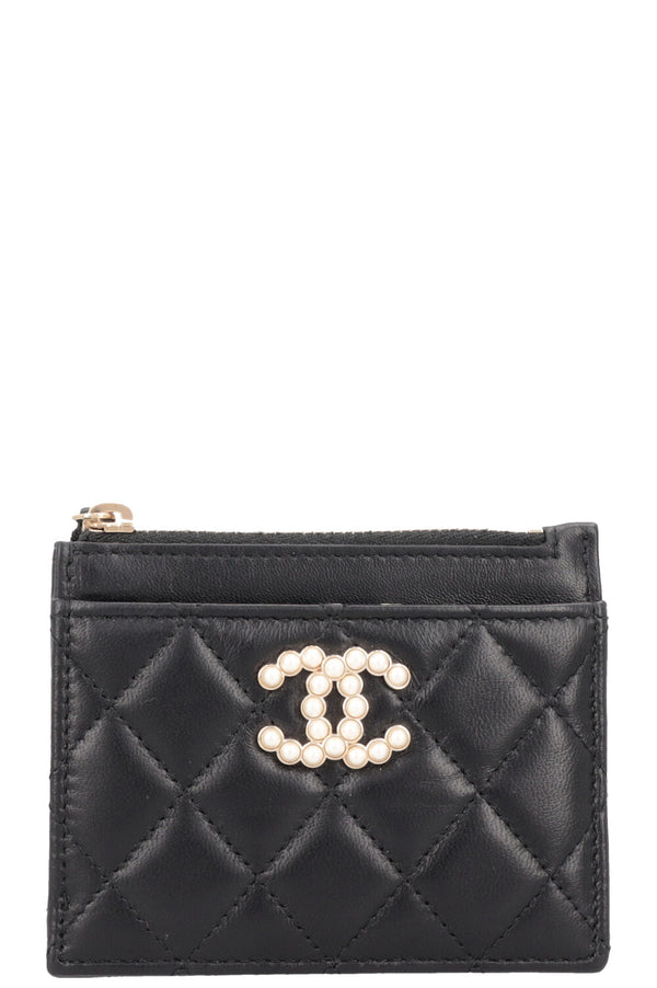 CHANEL CC Pearls Card Holder Black