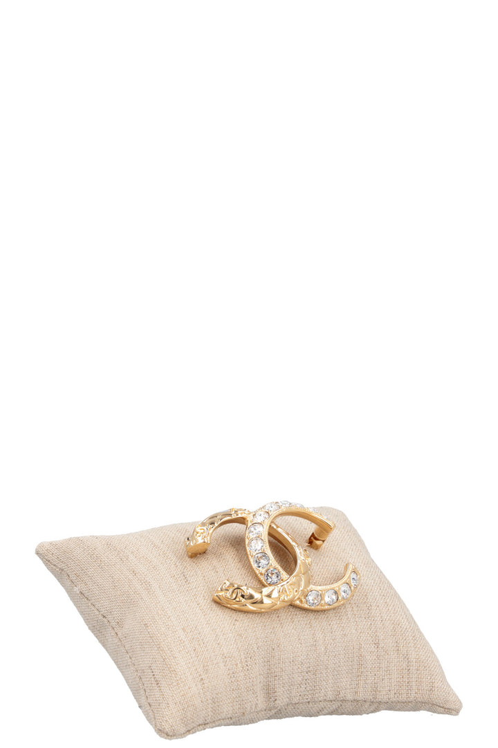 Broche CHANEL CC Cristaux Doré