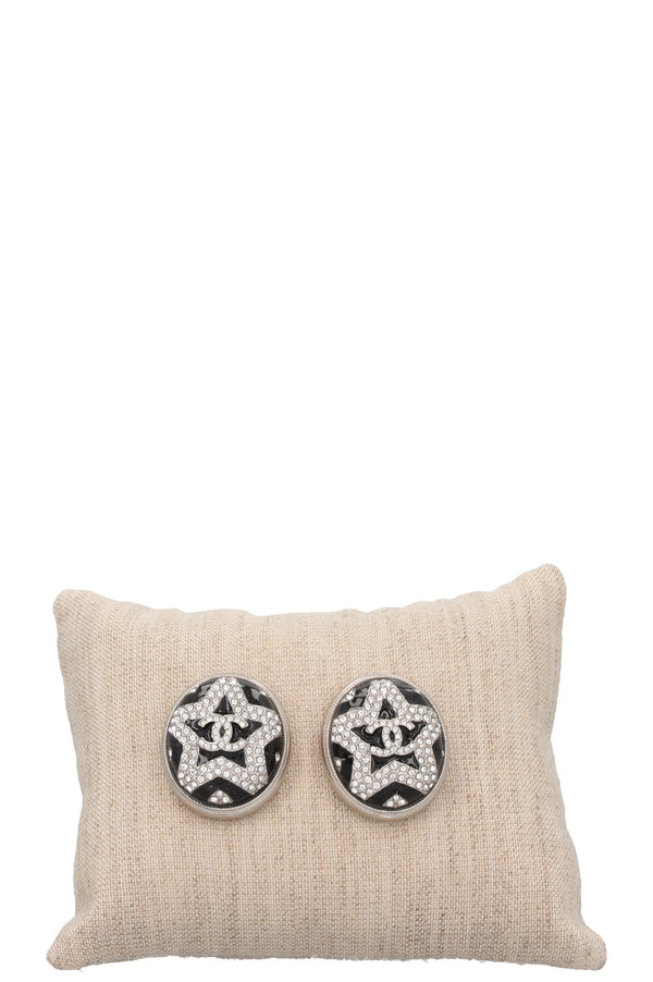 CHANEL Star Earrings Crystals Black