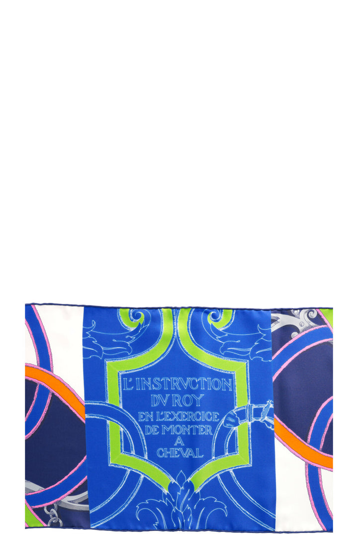 HERMÈS Long Scarf Navy L'Instruction du Roy