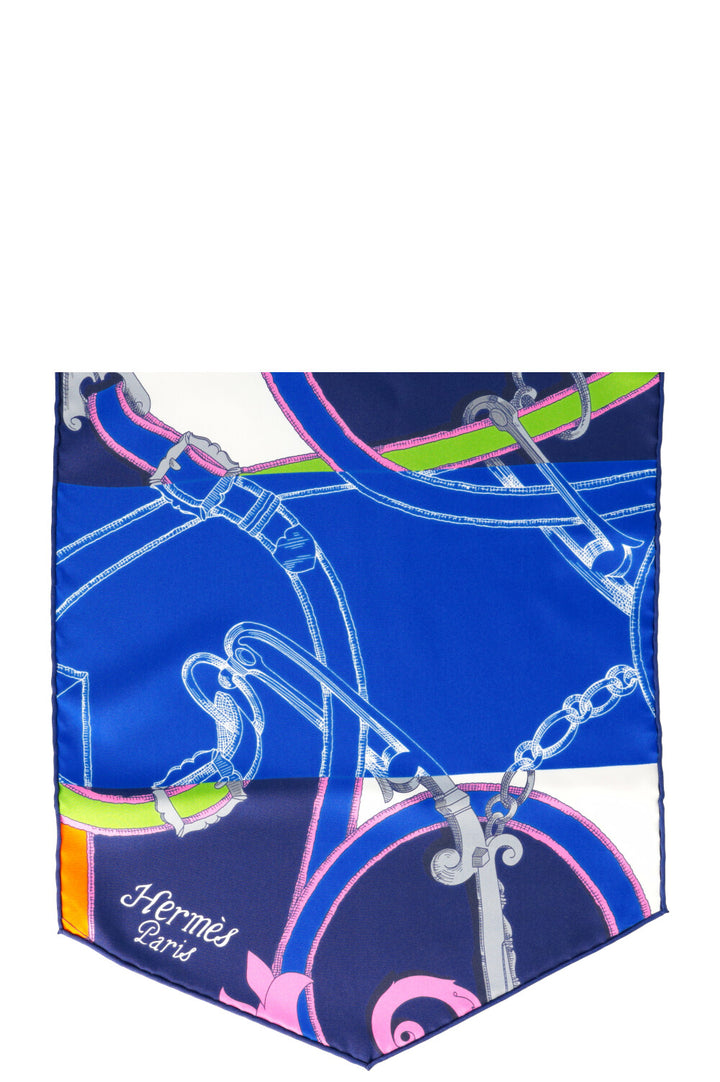 HERMÈS Long Scarf Navy L'Instruction du Roy