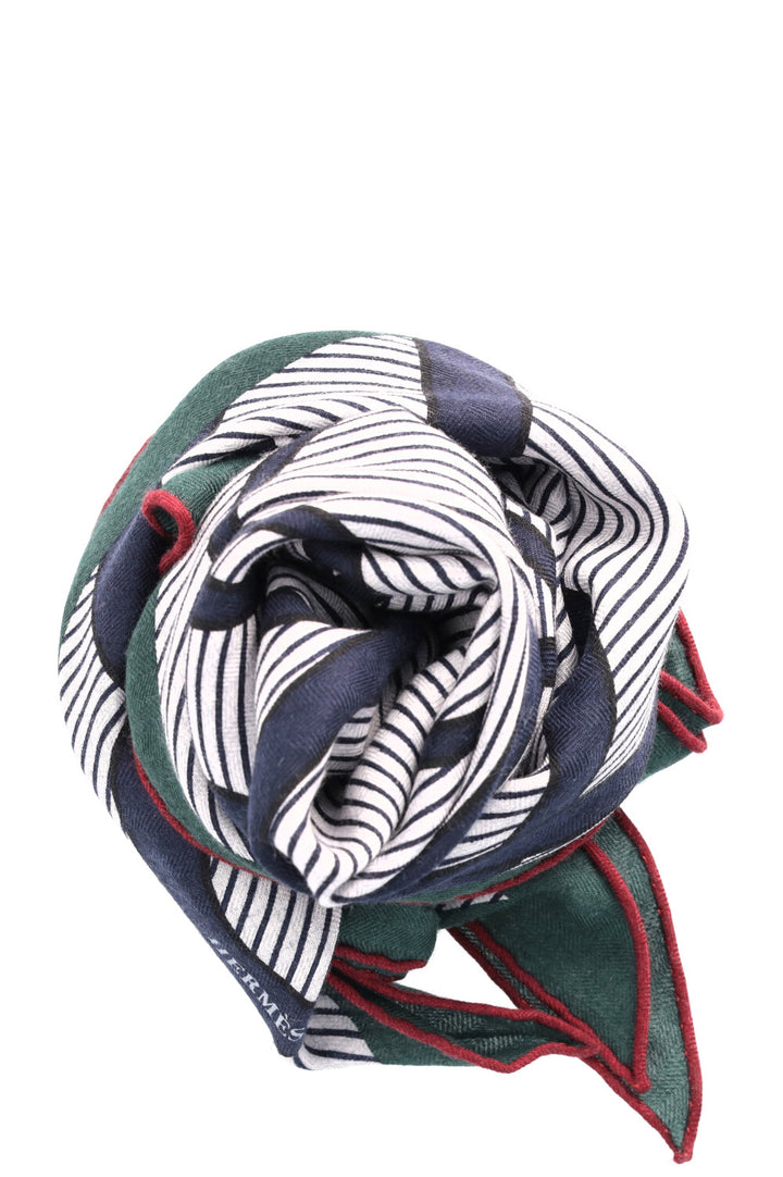 HERMÈS Coup The Fouet Chemise Giant Triangle Scarf Green Marine