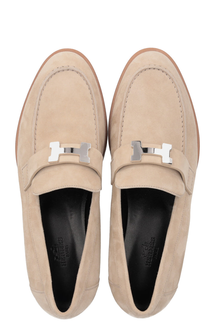 HERMÈS Faubourg Mocassins Daim Beige