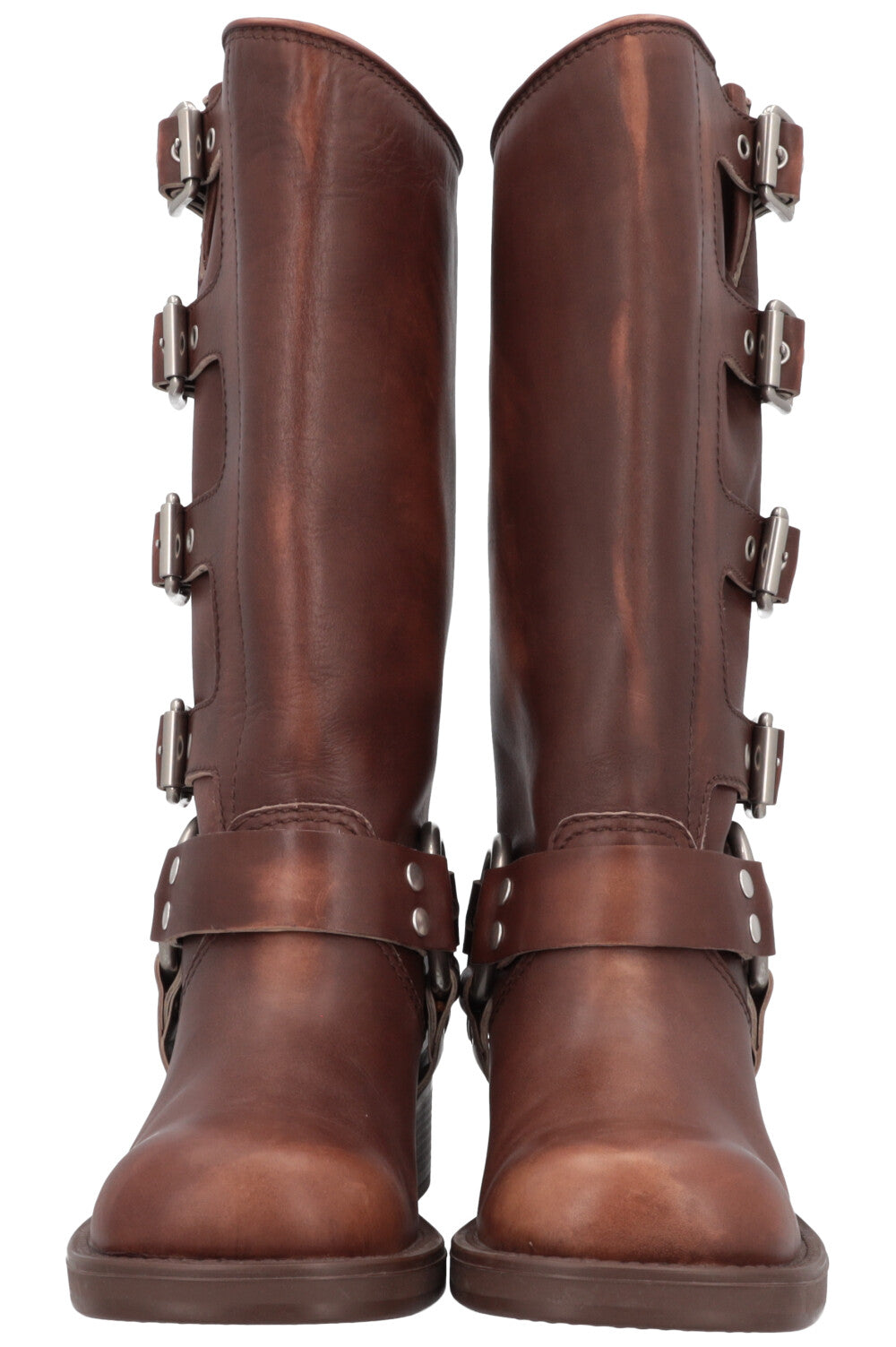 MIUMIU Harness Buckled Biker Boots Brown – REAWAKE
