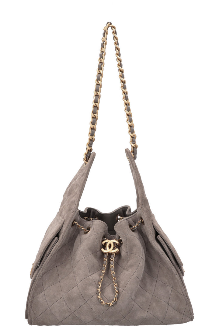 CHANEL 25 Small Suede Grey