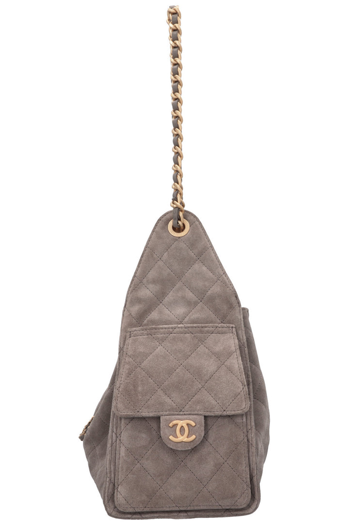 CHANEL 25 Small Suede Grey