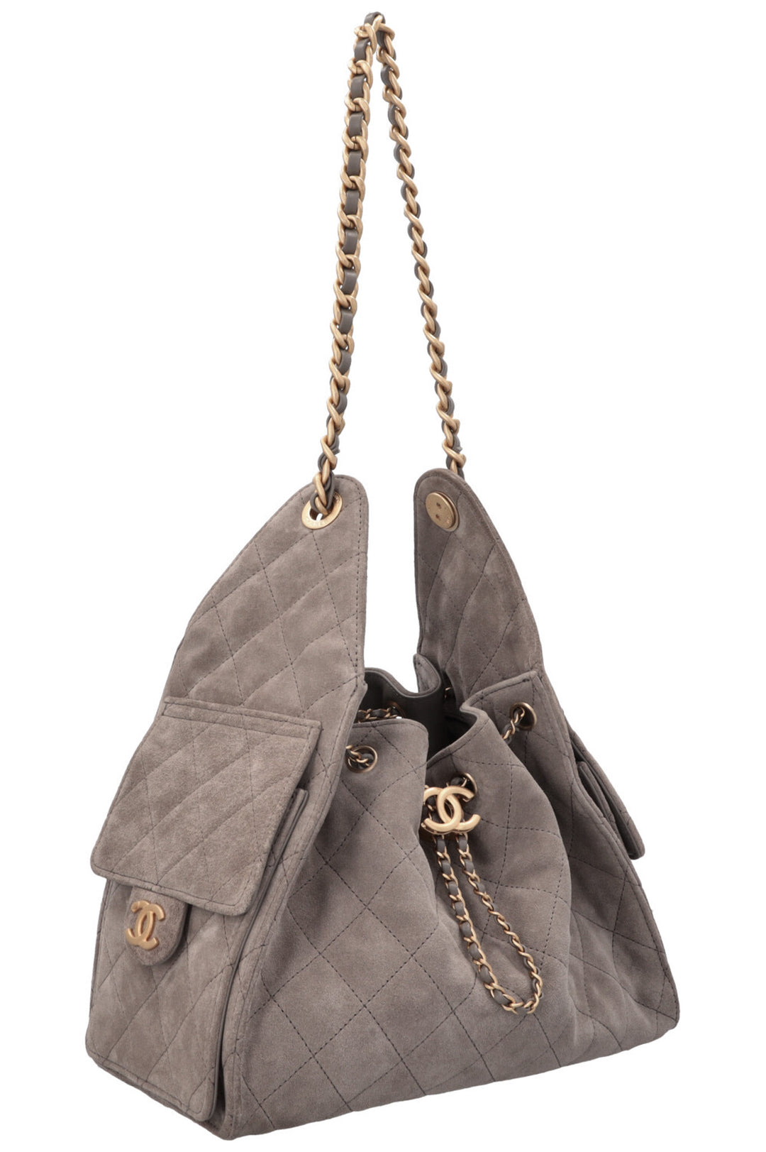 CHANEL 25 Small Suede Grey