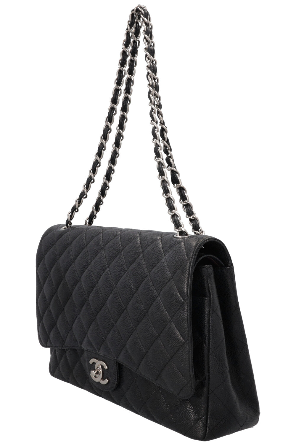 CHANEL Maxi Double Flap Bag Black Caviar