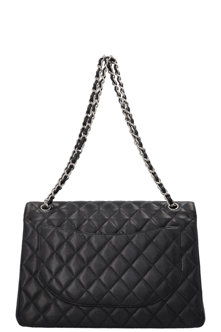 CHANEL Maxi Double Flap Bag Black Caviar