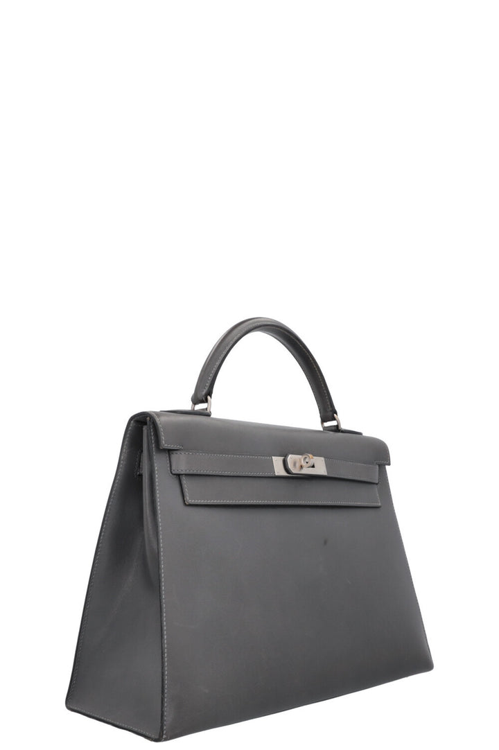 HERMÈS Kelly 32 Sellier Box Gris