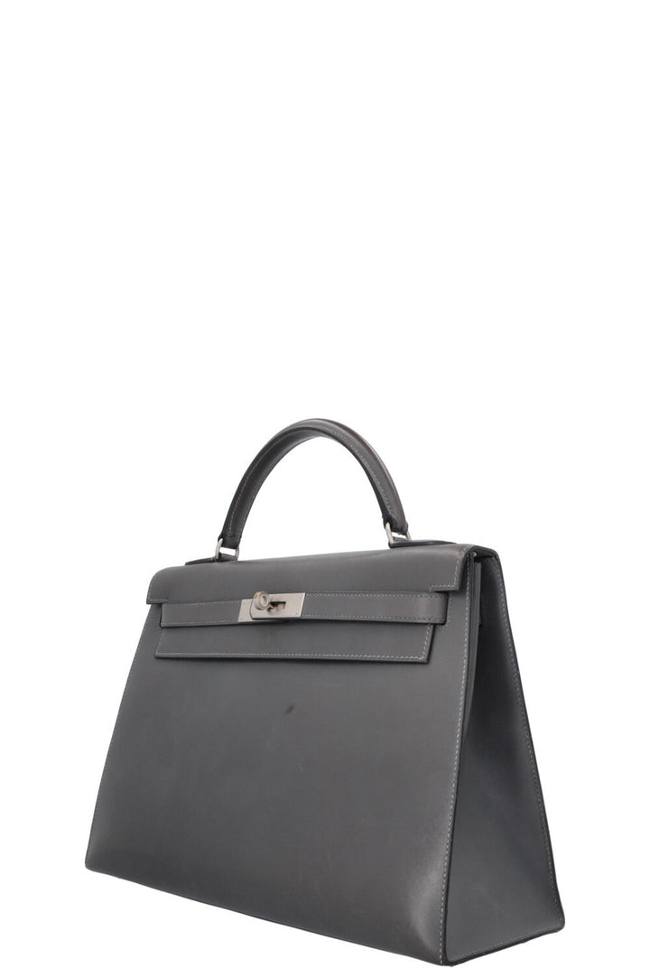 HERMÈS Kelly 32 Sellier Box Gris