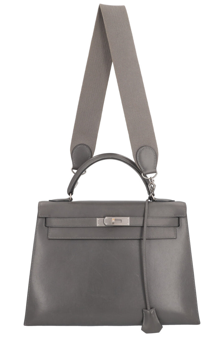 HERMÈS Kelly 32 Sellier Box Grey