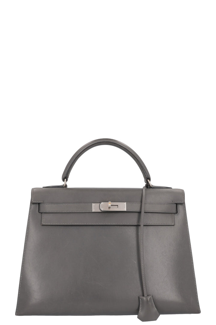 HERMÈS Kelly 32 Sellier Box Grey