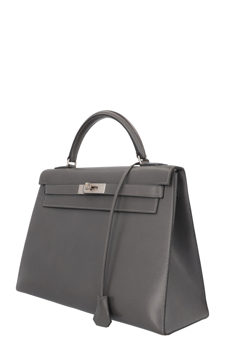 HERMÈS Kelly 32 Sellier Box Grey