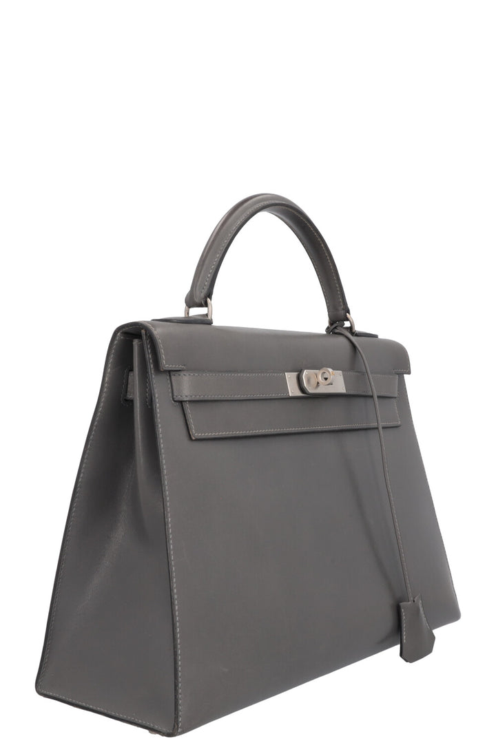 HERMÈS Kelly 32 Sellier Box Grey