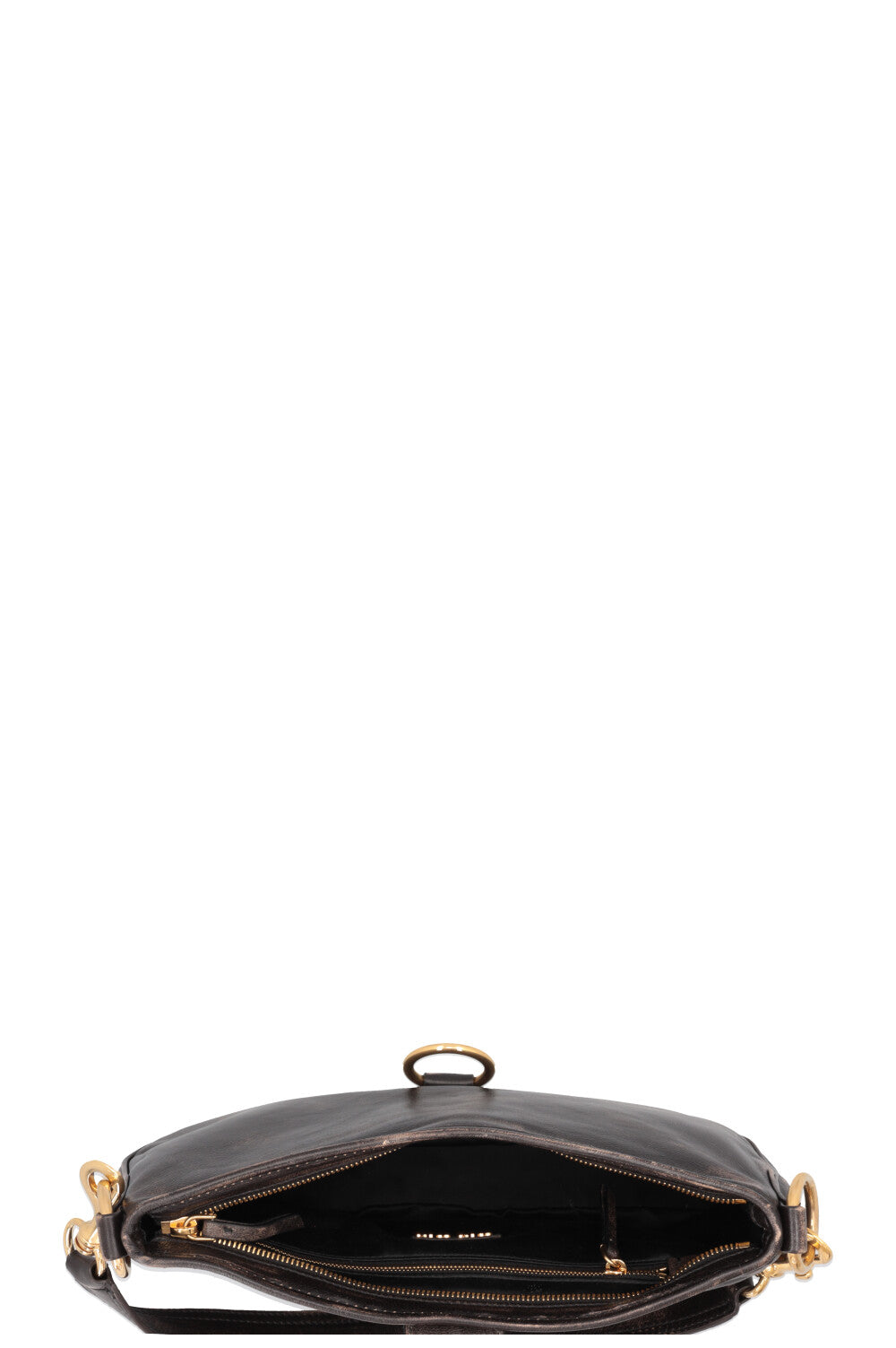 MIUMIU Distressed Carabiner Shoulder Bag Brown