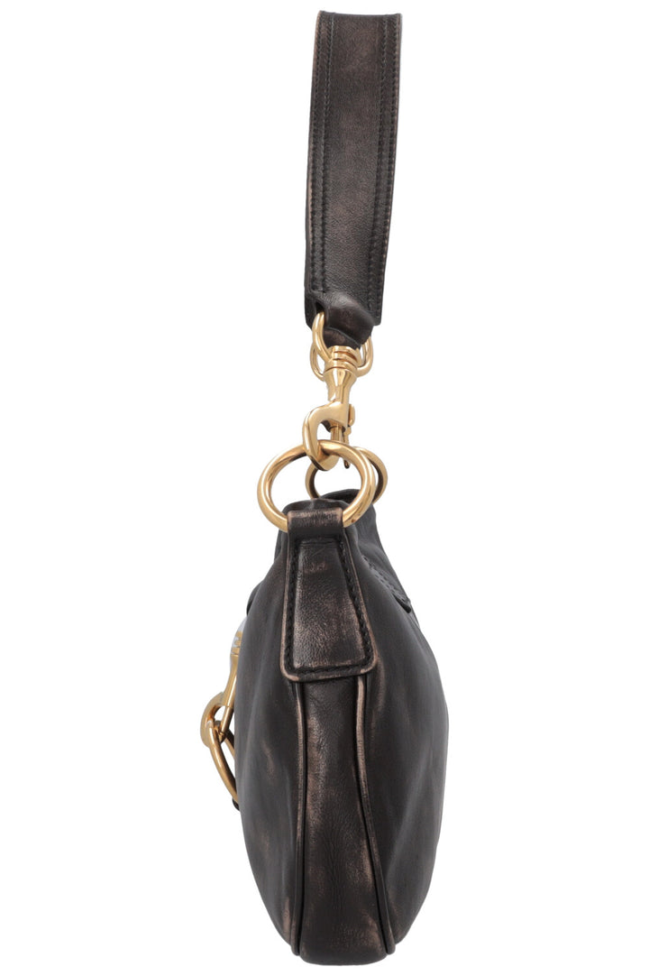 MIUMIU Distressed Carabiner Shoulder Bag Brown