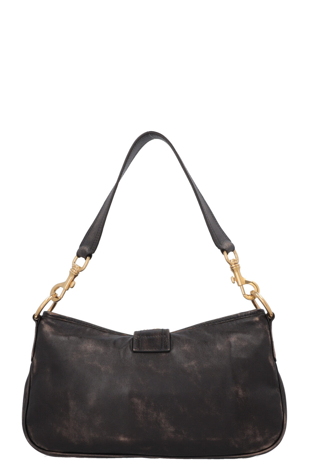 MIUMIU Distressed Carabiner Shoulder Bag Brown