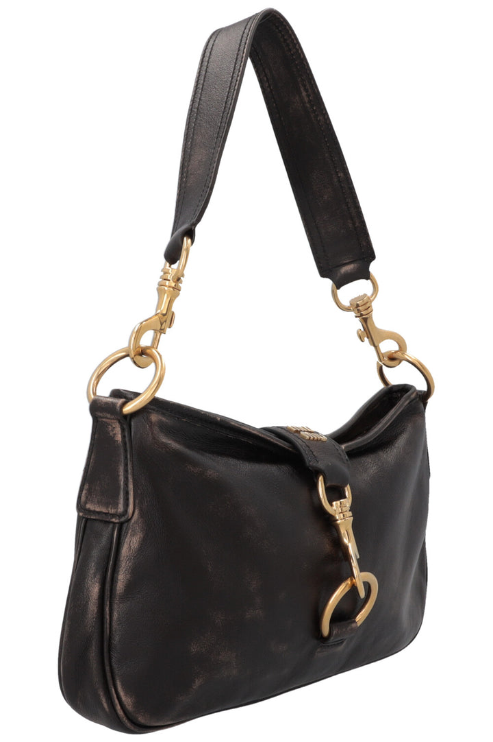 MIUMIU Distressed Carabiner Shoulder Bag Brown