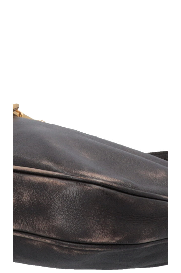 MIUMIU Distressed Carabiner Shoulder Bag Brown