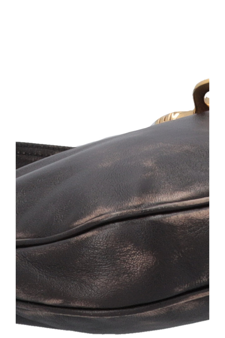 MIUMIU Distressed Carabiner Shoulder Bag Brown