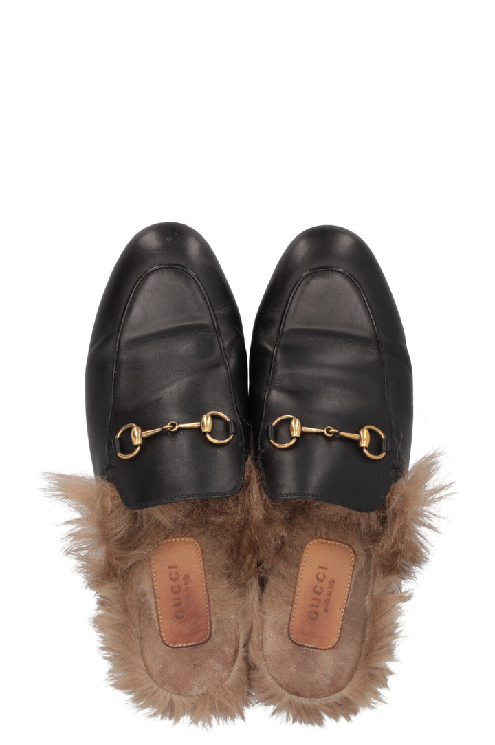 GUCCI Princetown Mules Fur Black