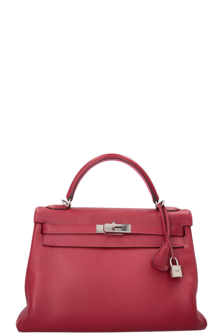 HERMÈS Candy Kelly 32 Retourne Swift Rouge Coeur Candy Pink