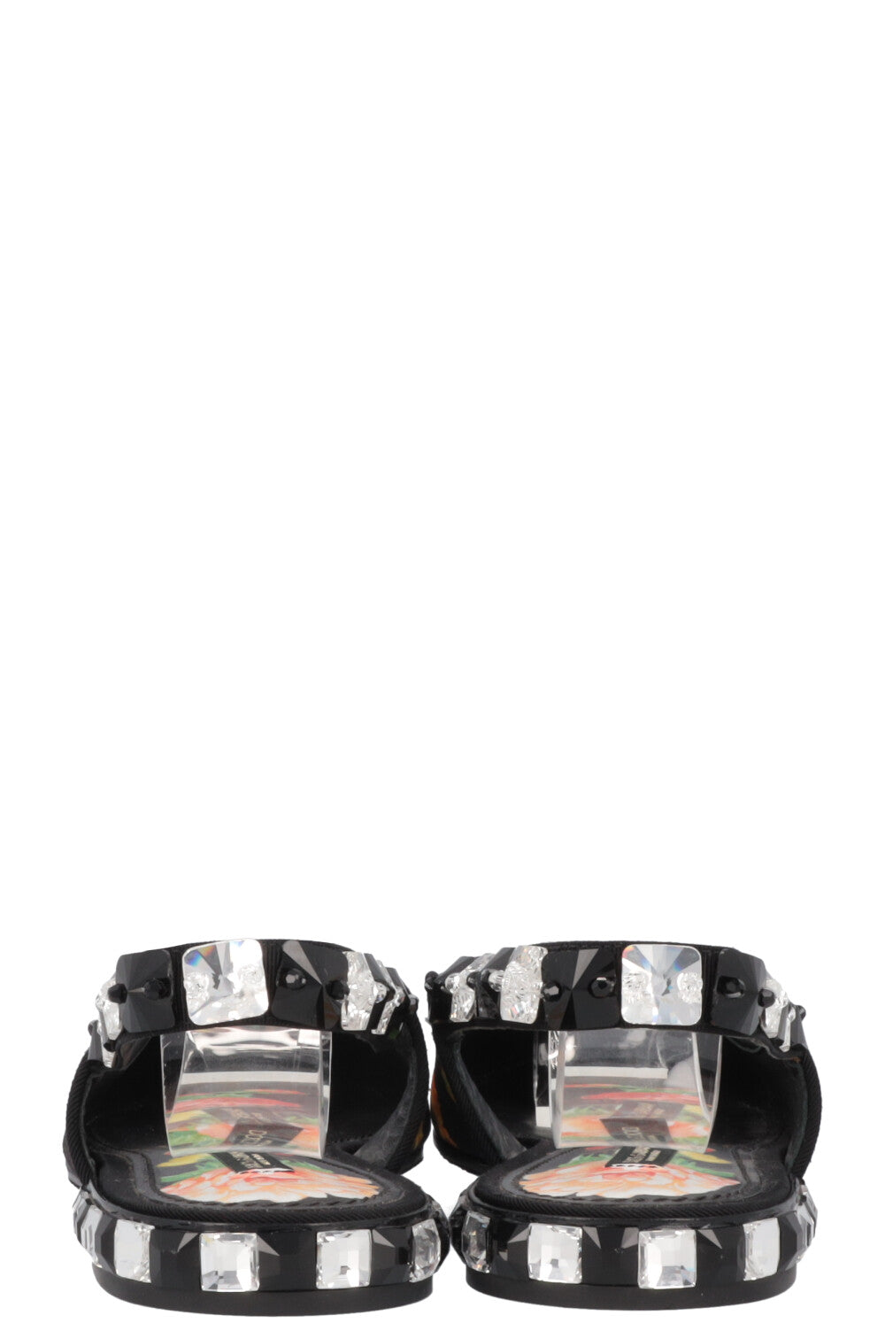 DOLCE&GABBANA Floral Flats Black Canvas