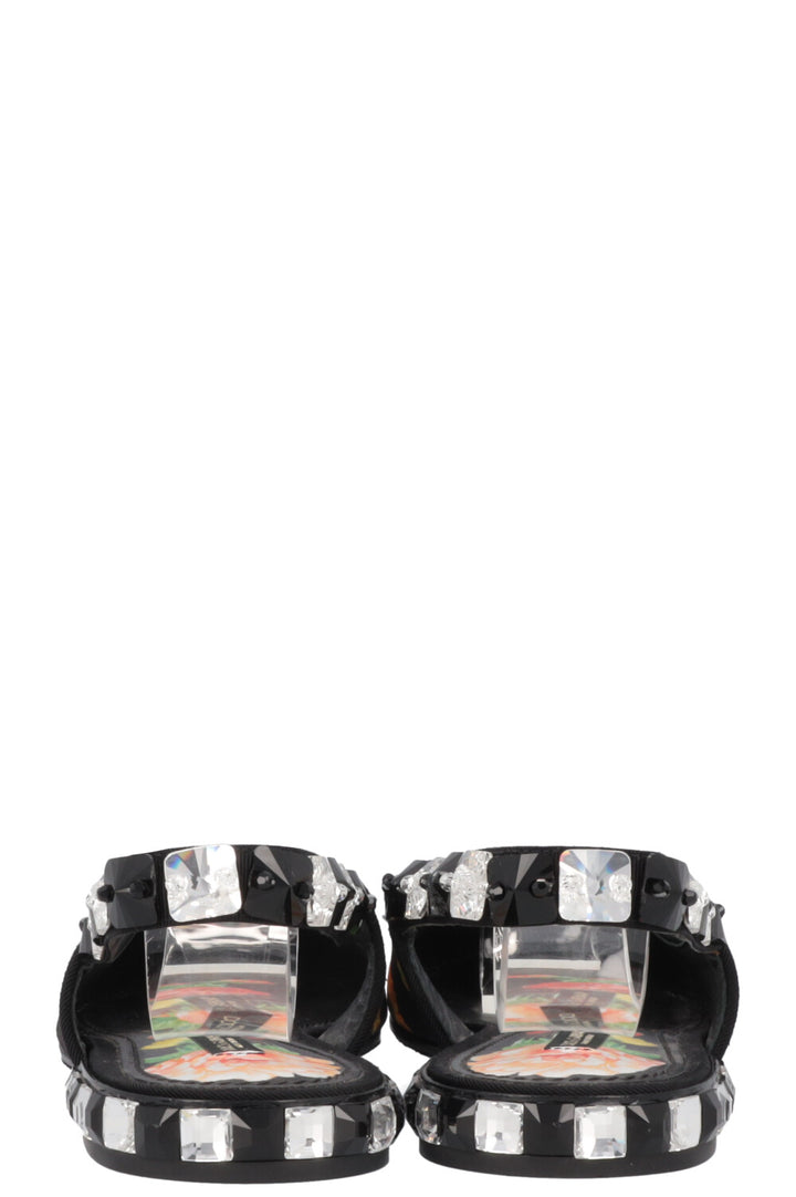 DOLCE&GABBANA Floral Flats Black Canvas