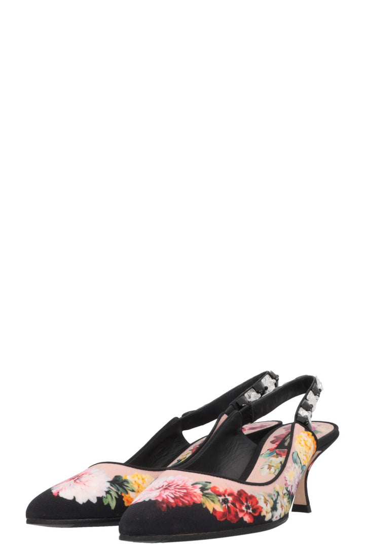 DOLCE&amp;GABBANA Floral Heels Black Pink
