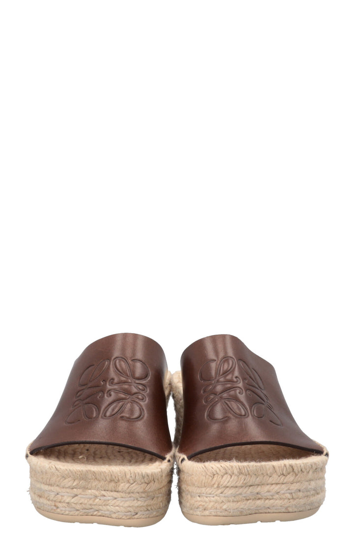 LOEWE Espadrilles à talon Petal en cuir marron