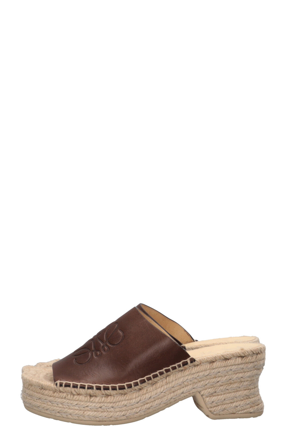 LOEWE Espadrilles à talon Petal en cuir marron