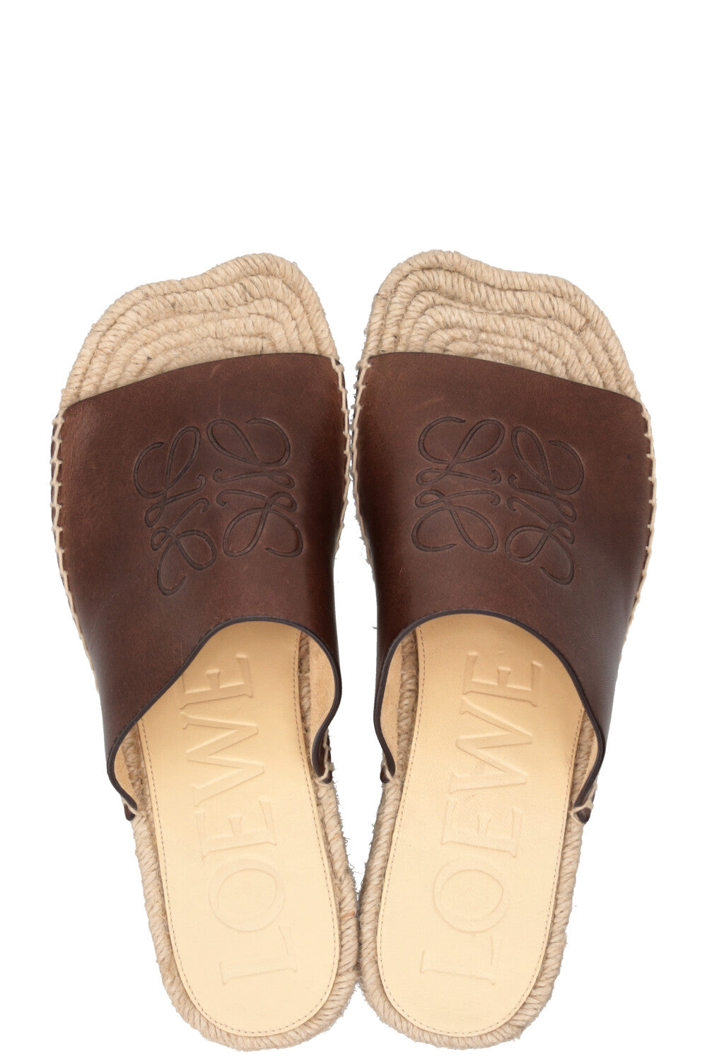LOEWE Espadrilles à talon Petal en cuir marron