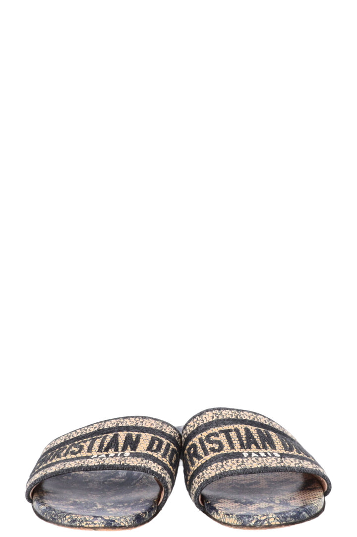 CHRISTIAN DIOR Dway Slides Raffia Navy