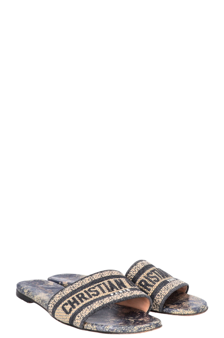 CHRISTIAN DIOR Dway Slides Raffia Navy