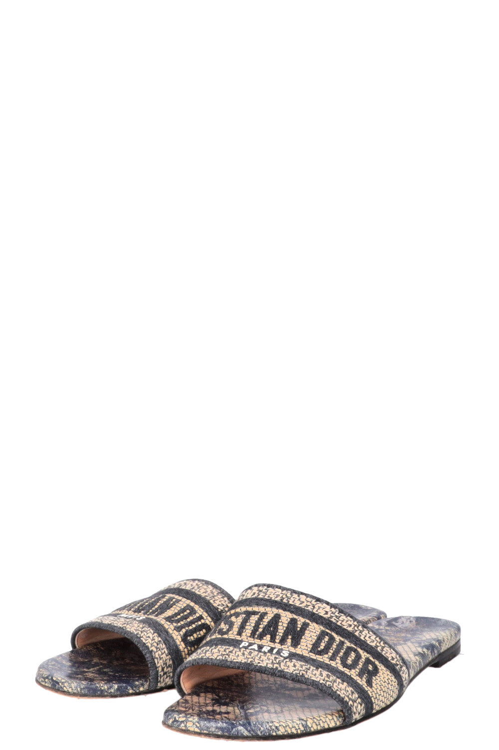 CHRISTIAN DIOR Dway Slides Raffia Navy