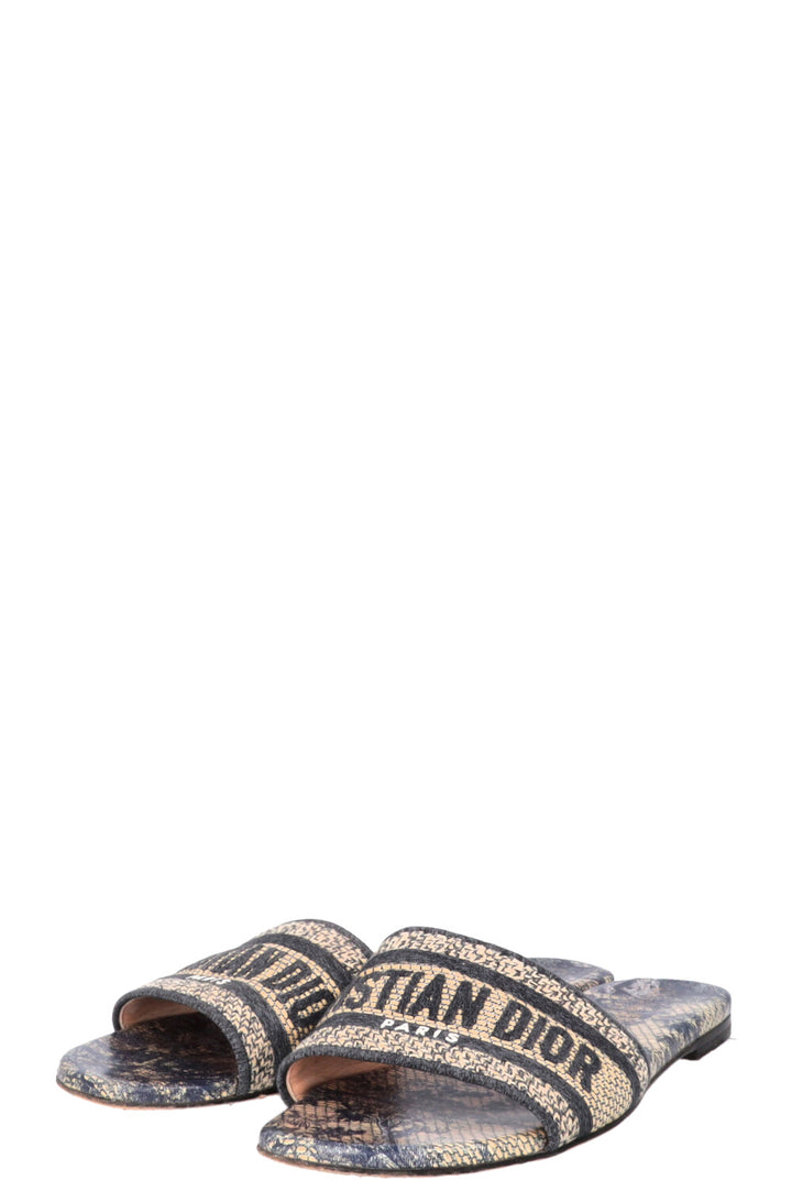 CHRISTIAN DIOR Dway Slides Raffia Navy