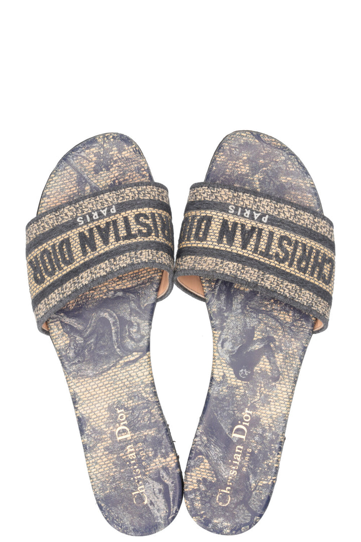 CHRISTIAN DIOR Dway Slides Raffia Navy