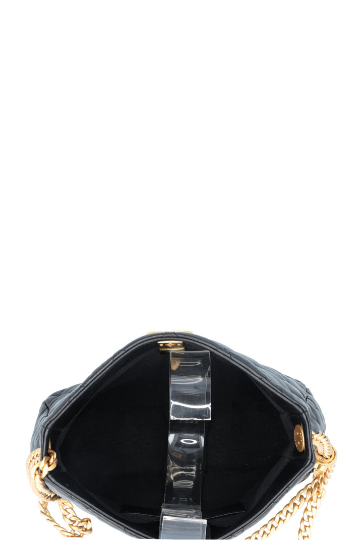 CHANEL Pearl Crush Quilted Hobo Bag Leather Black