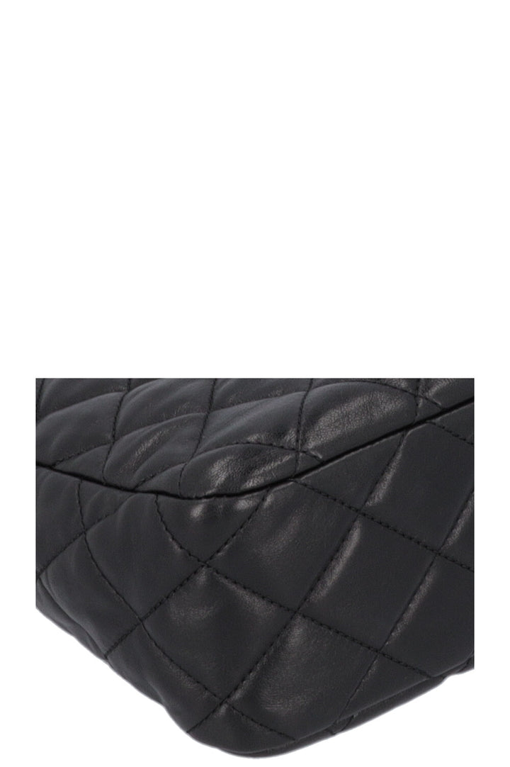 CHANEL Pearl Crush Quilted Hobo Bag Leather Black