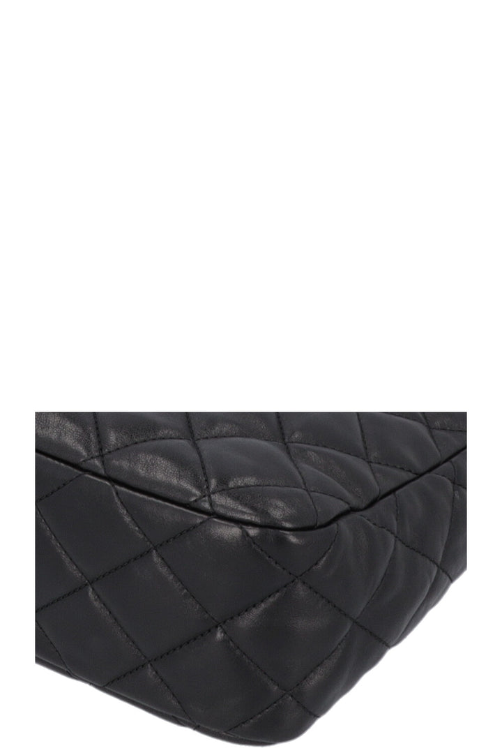 CHANEL Pearl Crush Quilted Hobo Bag Leather Black